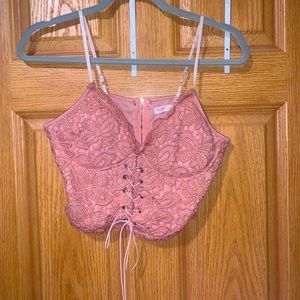 romwe pink laced tang top size medium or size 6